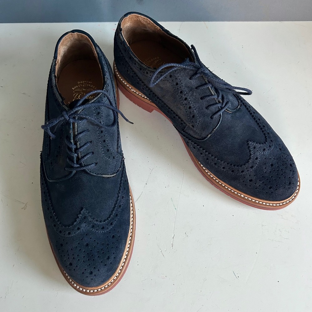 J. Crew dress shoes Men's 8.5 Oxford Ludlow Suede Leather Blue Preppy Career